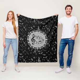Snyggt contemporary svart vitt och cirkulärt grå fleecefilt
