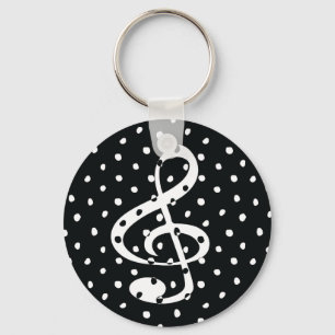 Snyggt contemporary treble clef polka dots nyckelring