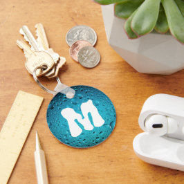 Snyggt Coola Blue vatten droppar Monogram Nyckelring