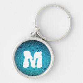 Snyggt Coola Blue vatten droppar Monogram Nyckelring