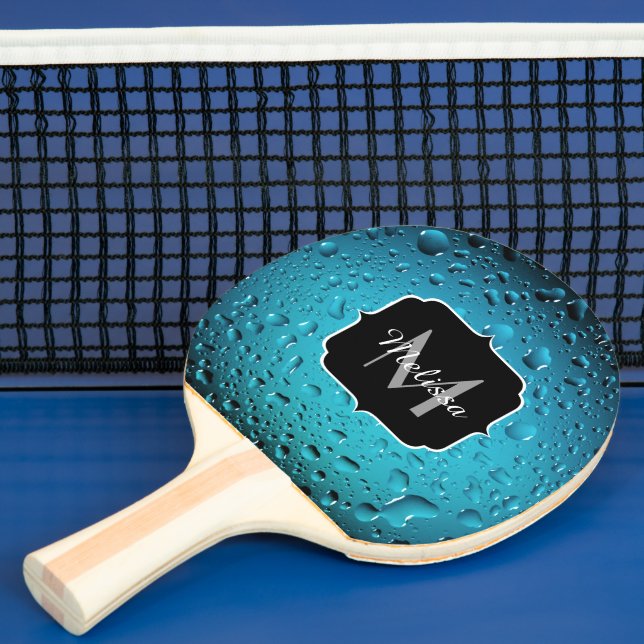 Snyggt Coola Blue vatten droppar Monogram Pingisracket (Insitu)