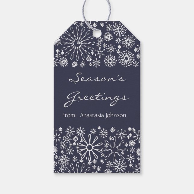 Snyggt Coola Festive Snowflake Swirls Mönster Presentetikett (Framsidan)
