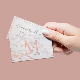 Snyggt Copper Ro Gold Foil Marble Monogram Visitkort