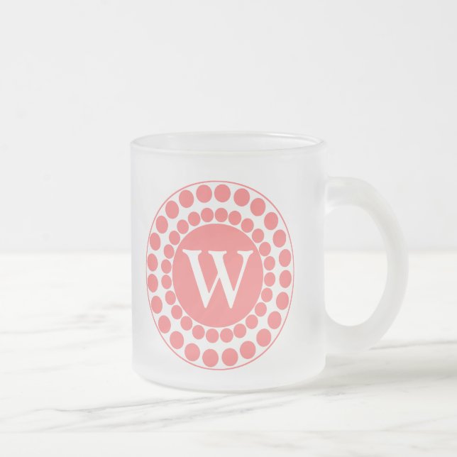 Snyggt Coral Dots Monogram Mugg (Höger)