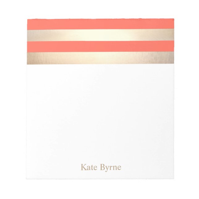 Snyggt Coral Orange Faux Gold Foil Rand Anteckningsblock (Framsida)