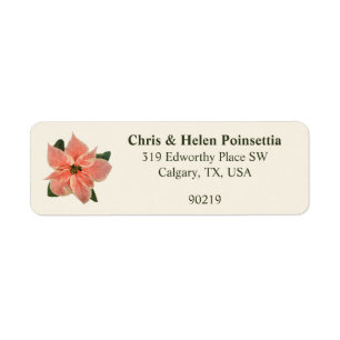 Snyggt Coral Poinsettia Cream Adress Returadress Etikett