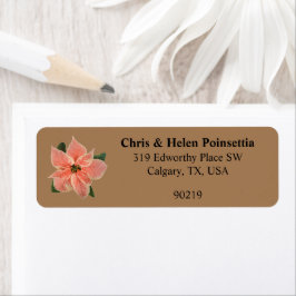 Snyggt Coral Poinsettia Guld adressetikett Returadress Etikett