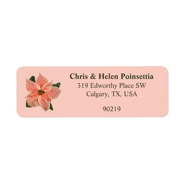 Snyggt Coral Poinsettia Rosa Address Label Returadress Etikett (Framsidan)