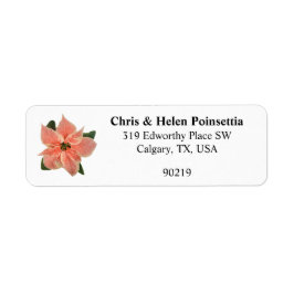 Snyggt Coral Poinsettia White Address Label Returadress Etikett