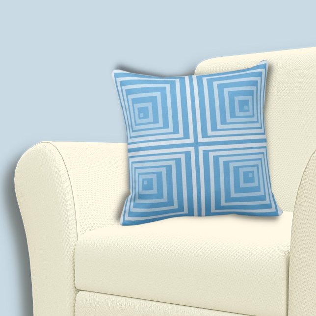 Snyggt Cornered Blue Nested Box Mönster Kudde (Stylish Cornered Blue Nested Box Pattern Throw Pillow)