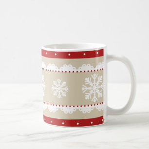 Snyggt Cream Red White jul Mönster Kaffemugg
