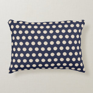 Snyggt Creamy White Beige Dot Blue Background Prydnadskudde