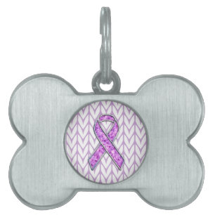 Snyggt Crystal Rosa Ribbon Awareness Sticka ID-bricka Husdjur