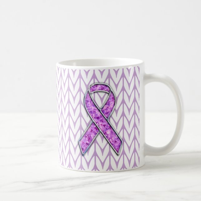 Snyggt Crystal Rosa Ribbon Awareness Sticka Kaffemugg (Höger)