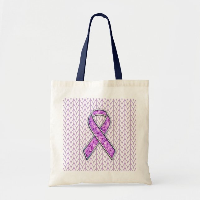 Snyggt Crystal Rosa Ribbon Awareness Sticka Tygkasse (Framsidan)