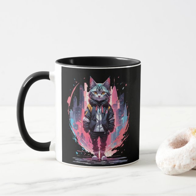 Snyggt Cute Cat Design Mugg (Med munk)