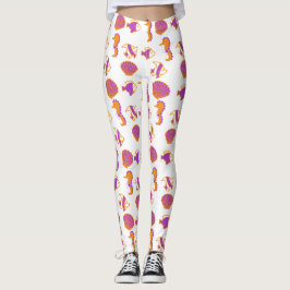 Snyggt Cute Colororage Sea Life Underwater Mönster Leggings