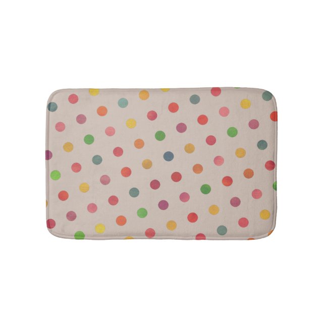 Snyggt Cute Modern Taupe flerfärgat Polka dots Badrumsmatta (Framsidan)