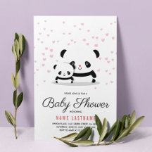 Snyggt Cute Panda Bear Girl Baby Shower Inbjudan