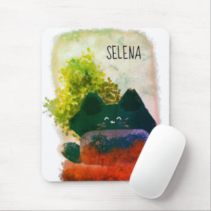 Snyggt Cute Tecknad Gömt Fluffy Blue Cat Musmatta