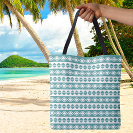 Snyggt Cute Vintage Geometric Mönster Teal White Tygkasse