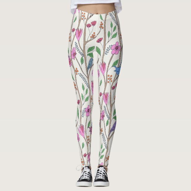 Snyggt Däckfåglar och blommor Leggings (Framsida)