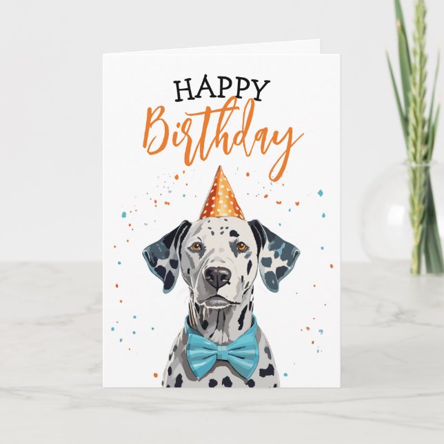 Snyggt Dalmatien Hund med Bow Tie Birthday Kort (Framsida)