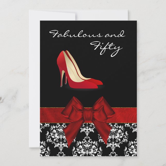 Snyggt Dam Damask Stiletto Anpassningsbar bjudan Inbjudningar (Framsida)