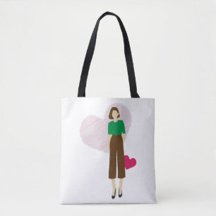 Snyggt Dam & Heart T-Shirt - Modern kvinnlig konst Tygkasse
