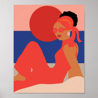 Snyggt Dam vid stranden Poster