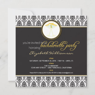 Snyggt Damask Bachelorette Inbjudan (gult)