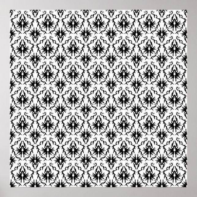 Snyggt Damask Design, Black and White. Poster (Framsidan)