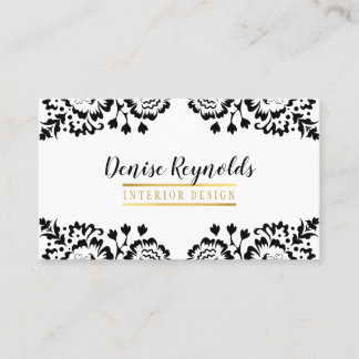 SNYGGT DAMASK elegant snöre guld svart vit Visitkort