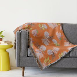 Snyggt dammig orange mönster vattenfärgsfärgad flo filt