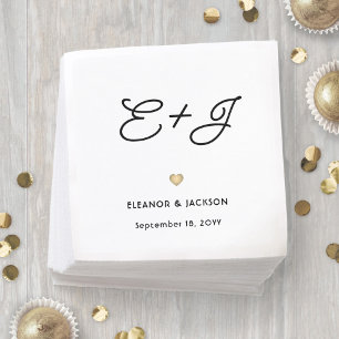 Snyggt Deco-typografiskript Monogram Bröllop Pappersservett