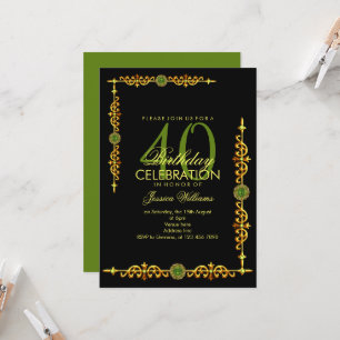Snyggt Decorative Gräns, Peridot Gem Birthday Inbjudningar