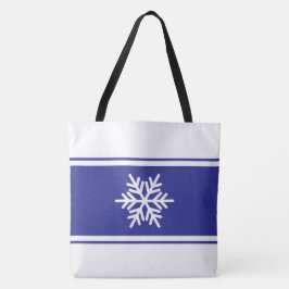 Snyggt Deep Blue White Tävla Rand Snowflake Tygkasse