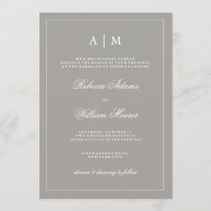 Snyggt Deep Grått bröllopsinbjudan Inbjudningar
