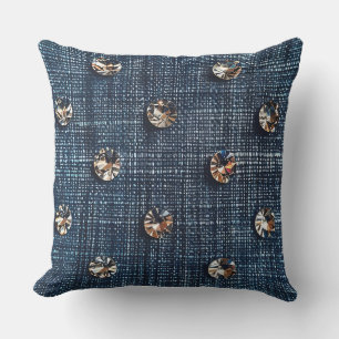 Snyggt Denim och Diamond Cotton Dekorativ kudde
