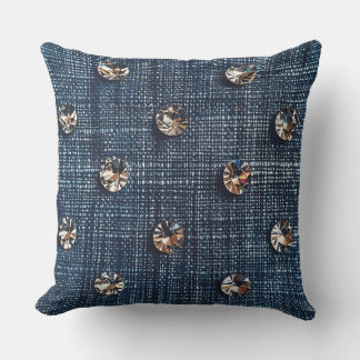 Snyggt Denim och Diamond Cotton Dekorativ kudde