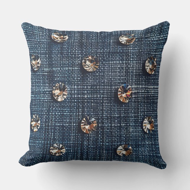 Snyggt Denim och Diamond Cotton Dekorativ kudde (Framsida)