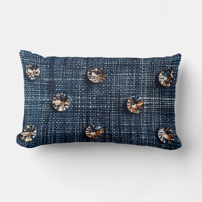 Snyggt Denim och Diamond Lumbar Pillow Lumbarkudde (Framsida)