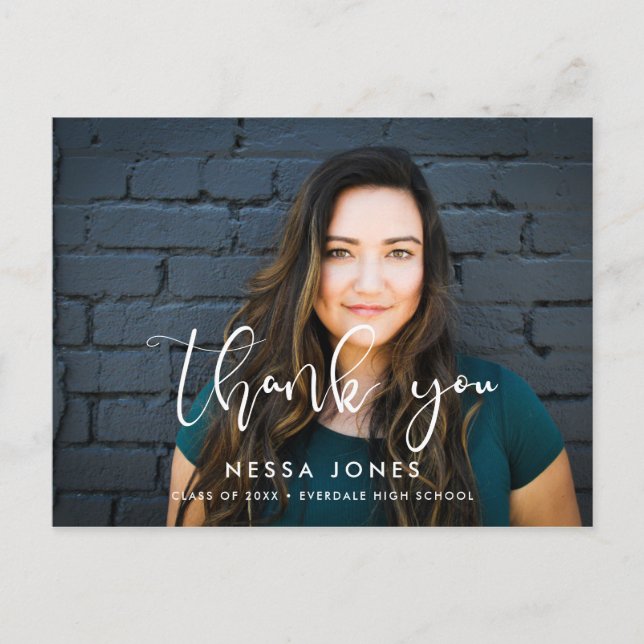 Snyggt design Foto studenten Tack! Vykort (Framsida)