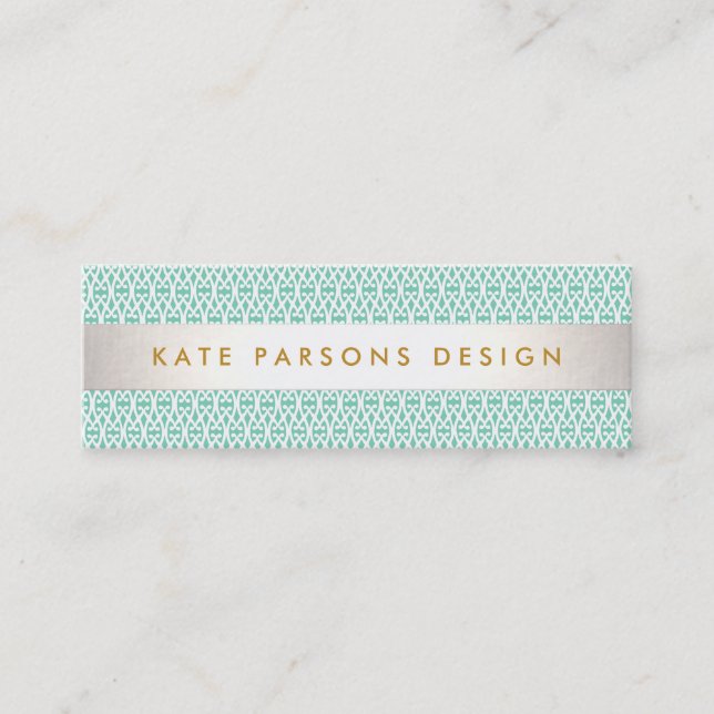 Snyggt Designer Modern Mint and White Mönster Mini Visitkort (Framsida)