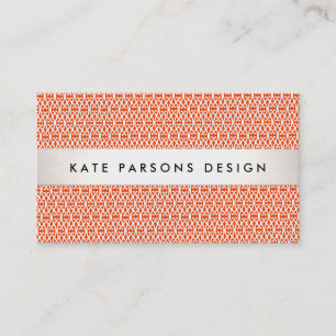 Snyggt Designer Modern Orange Lattice Mönster Visitkort