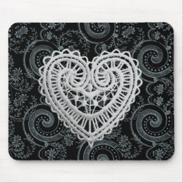 "Snyggt Designs" Crochet Heart/Blk/Grått Musmatta