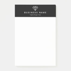 Snyggt Diamond Logotyp Klassiskt svartvitt Post-it Block