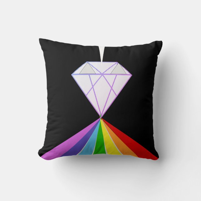 Snyggt Diamond & Rainbow Färg på Black Kudde (Framsida)