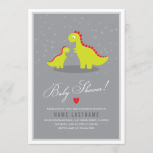Snyggt Dinosaur Grått Baby Shower-inbjudan Inbjudningar