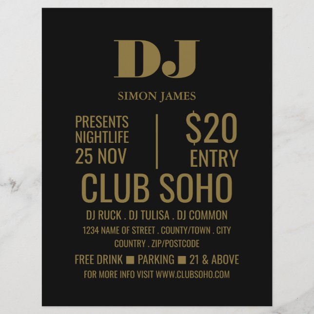 Snyggt DJ, Klubb Event Advertising Flyer (Framsidan)